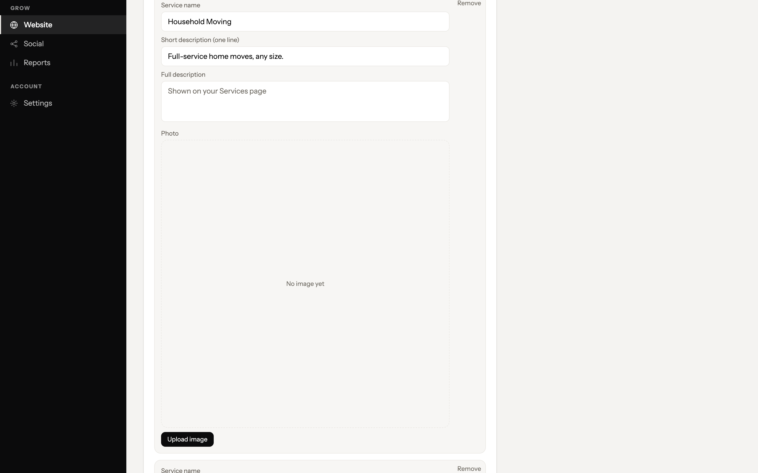 Website, areas, trust points, reviews, FAQ